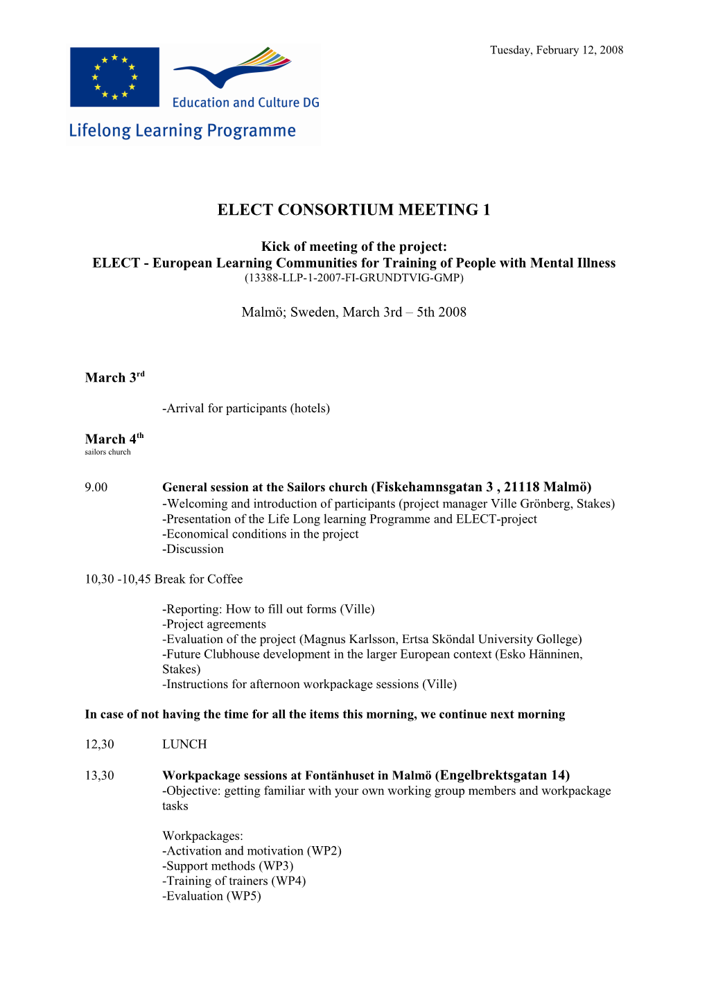 Elect Consortium Meeting 1