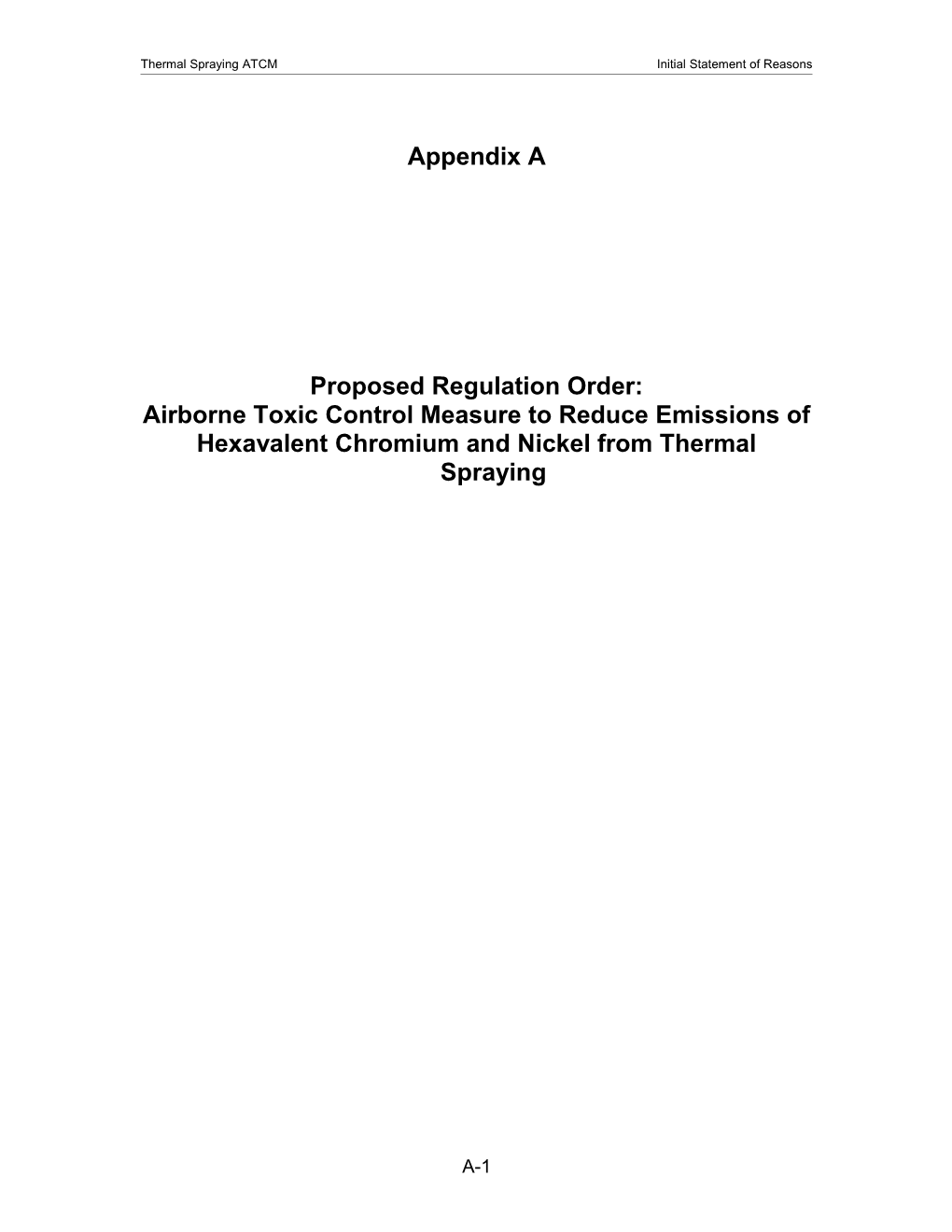 Proposed Regulation Order