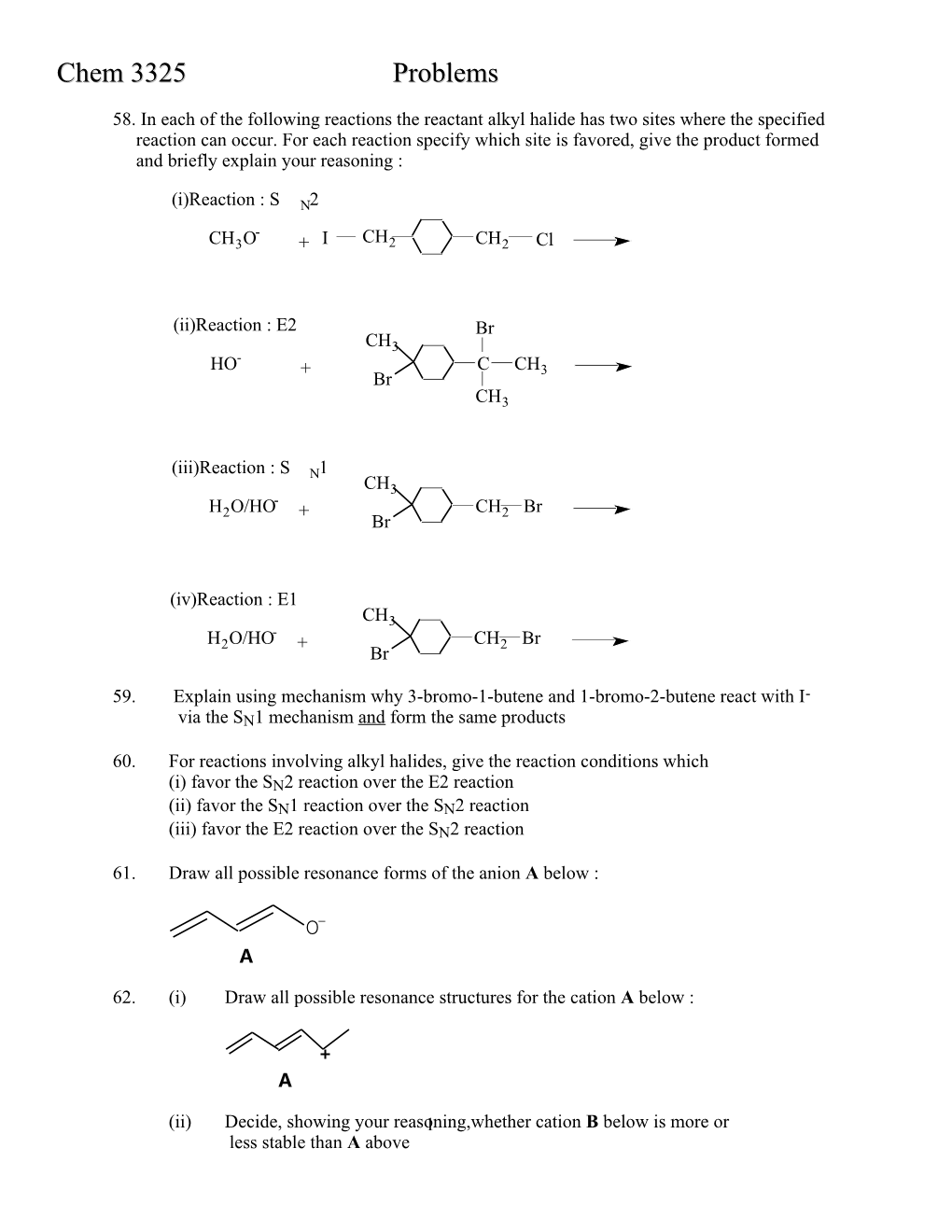 Chem 3325 Problems
