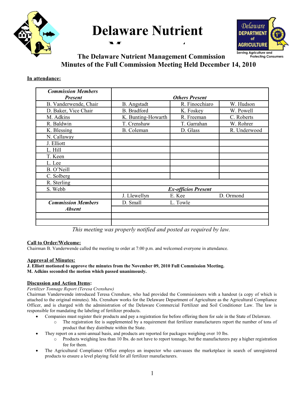 The Delaware Nutrient Management Commission