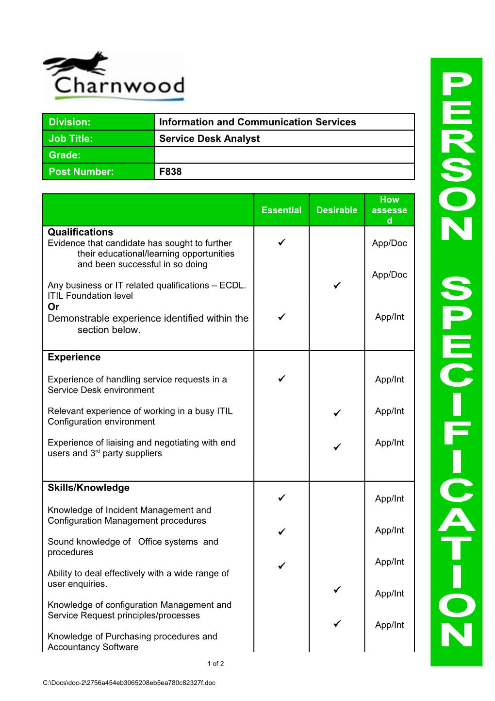 Demonstrable Experience Identified Within the Section Below