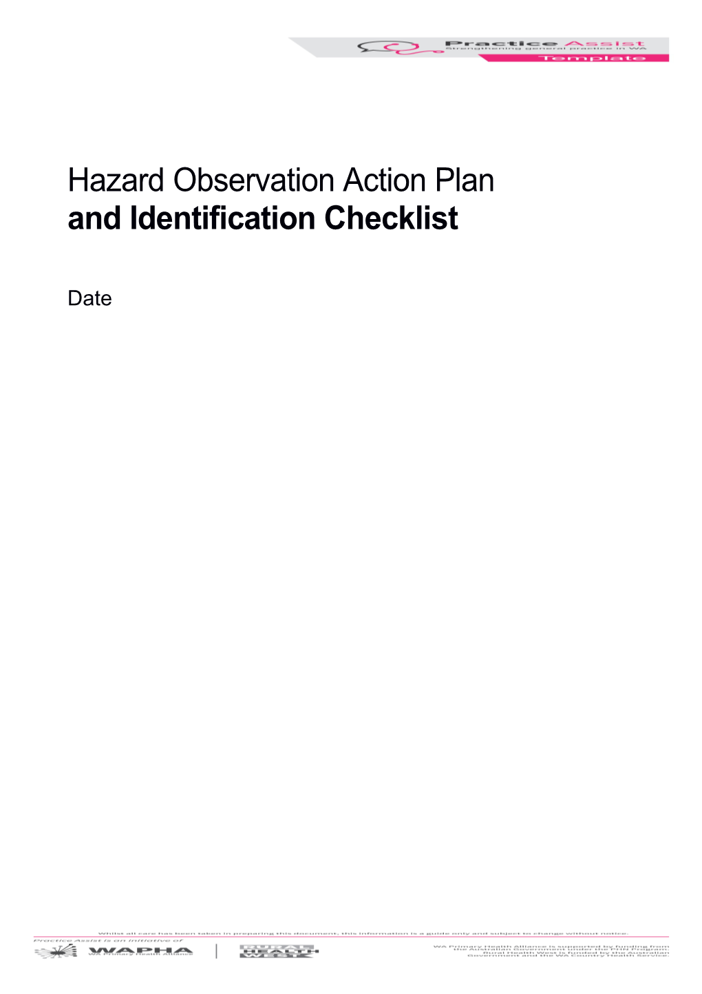 Hazard Observation Action Plan