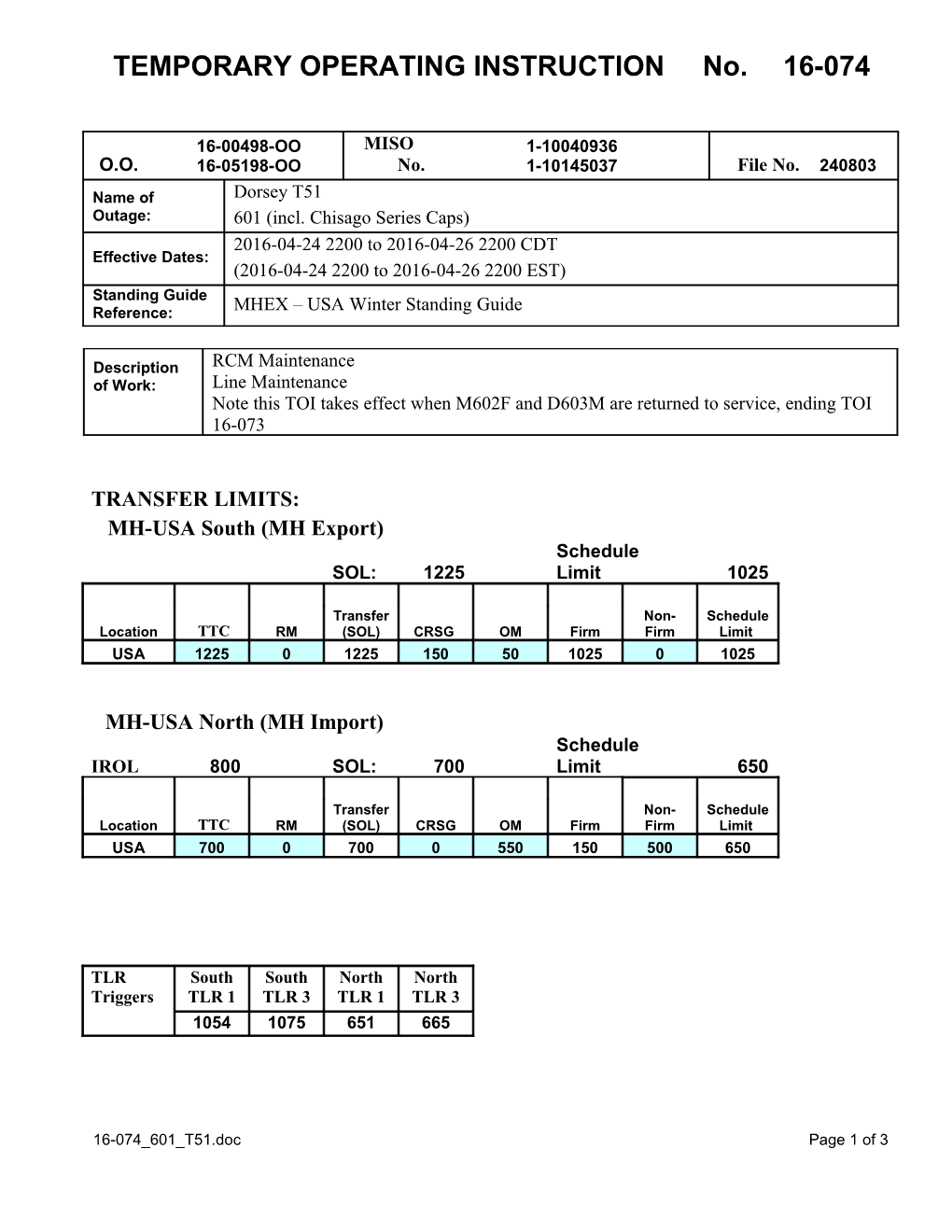 Review RTCA to Confirm There Are No New Contingencies