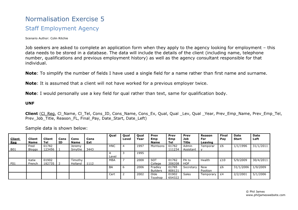 Normalisation Exercise 5