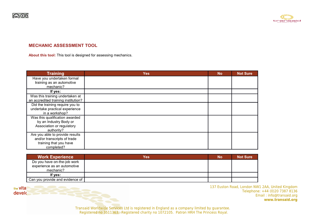 Transaid Worldwide Services Ltd Is Registered in England As a Company Limited by Guarantee