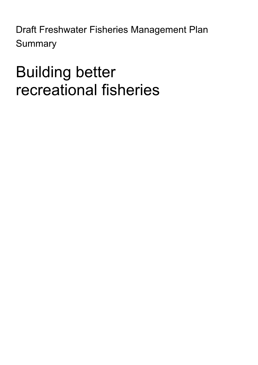 Draft Freshwater Fisheries Management Plan