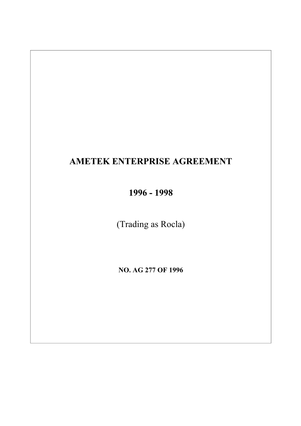 Amatek Ltd Enterprise Agreement 1996