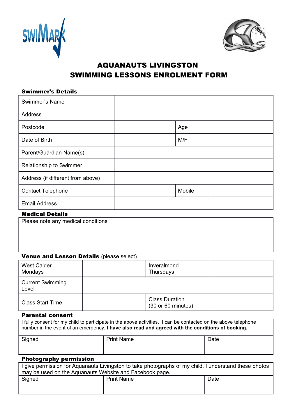 Aquanauts Livingston Swimming Club