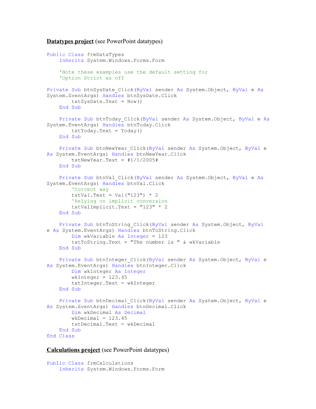 Datatypes Project (See Powerpoint Datatypes)