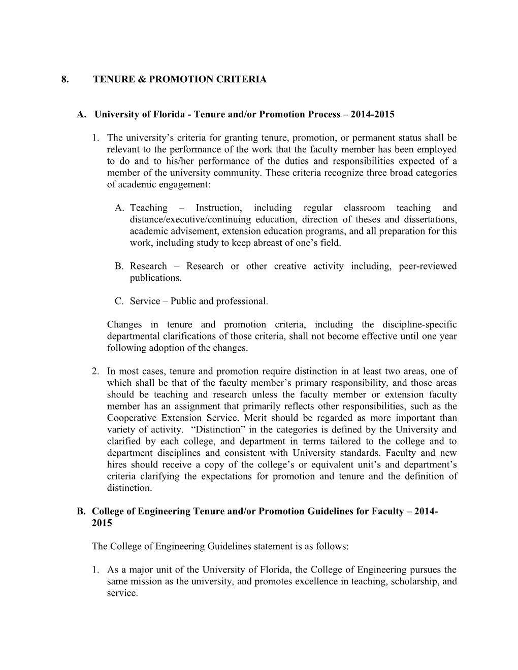 A. University of Florida - Tenure And/Or Promotion Process 2014-2015