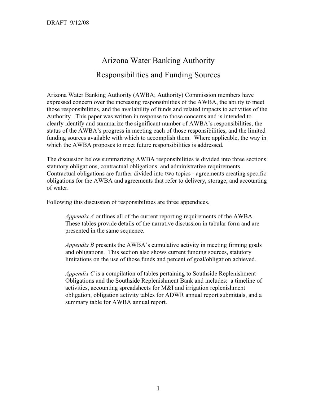Discussion Paper Identifying Arizona Water Banking Authority