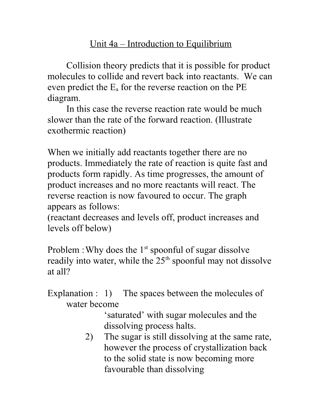 Unit 2 Introduction to Equilibrium