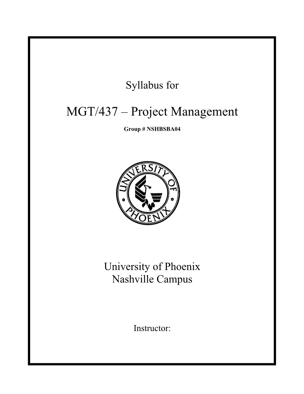 MGT/437 Project Management