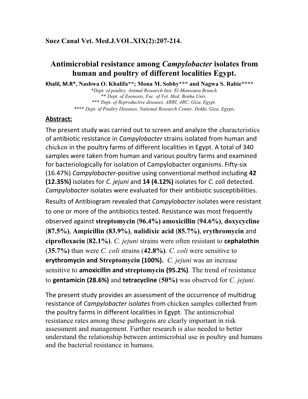 Suez Canal Vet. Med.J.VOL.XIX(2):207-214