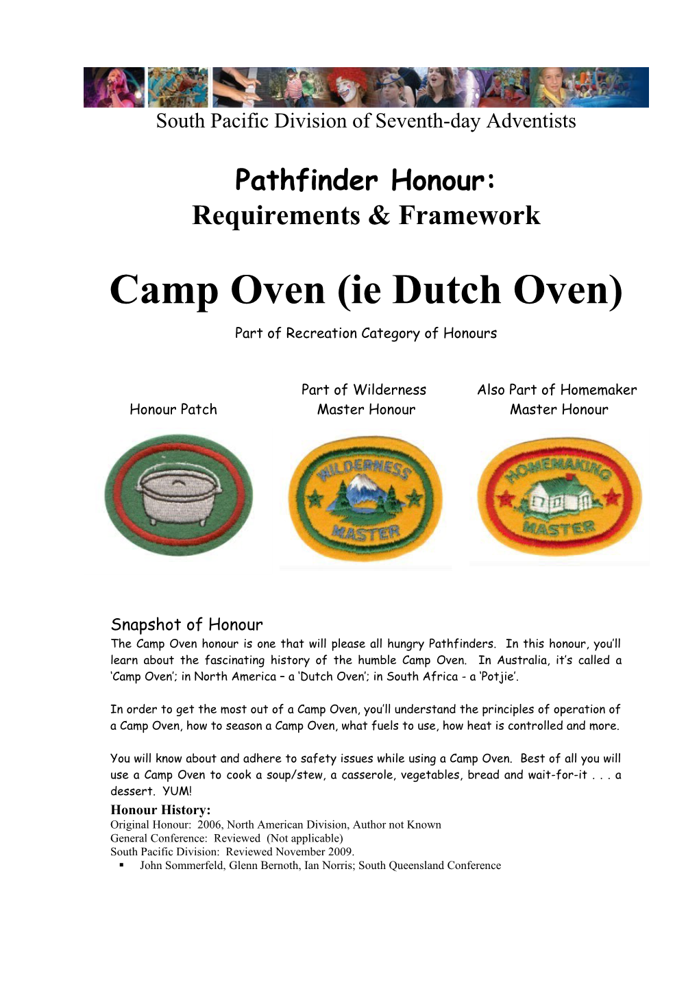 Camp Oven (Dutch Oven) Honour