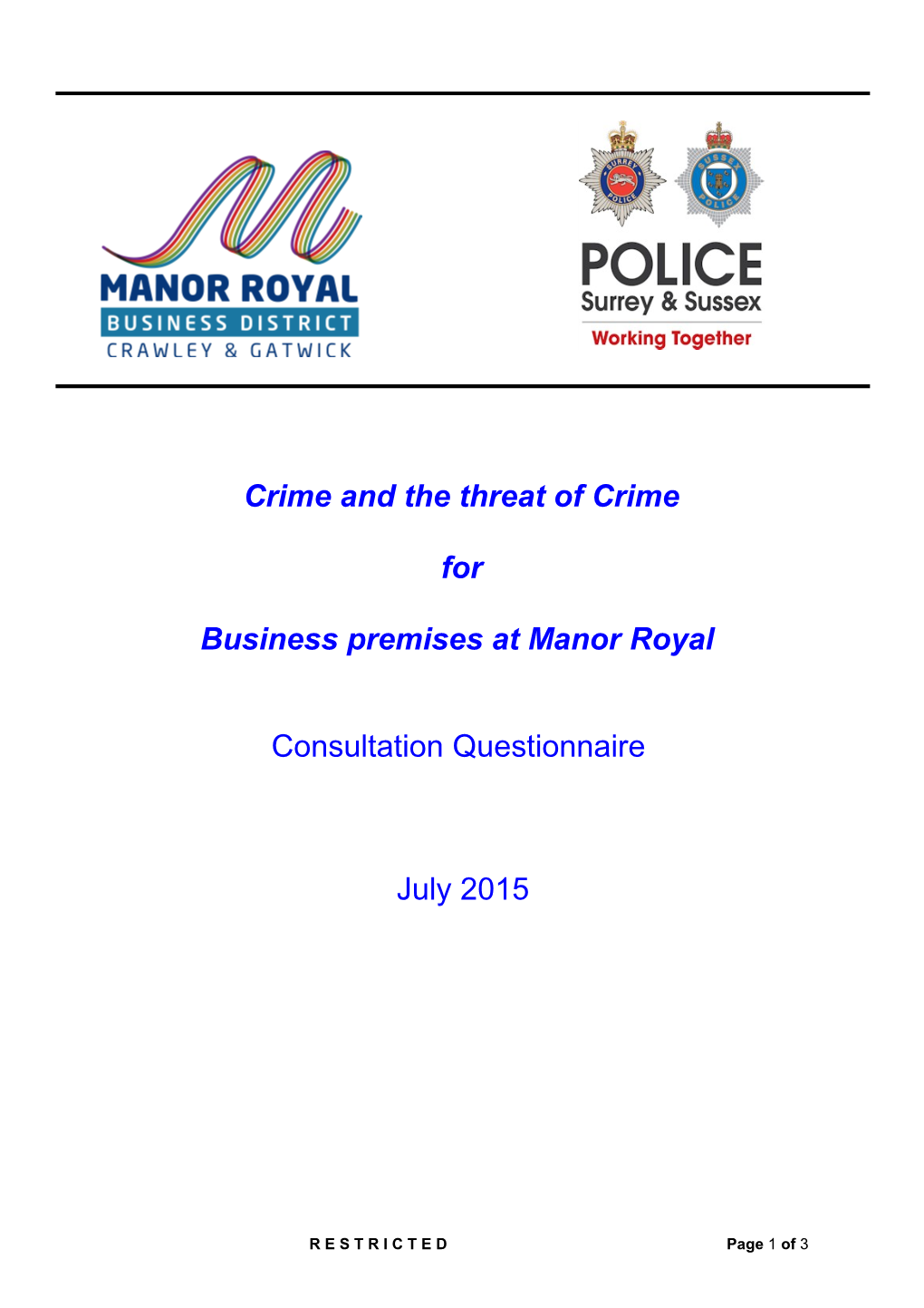 MOU - Sussex Police and Manor Royal Business Group