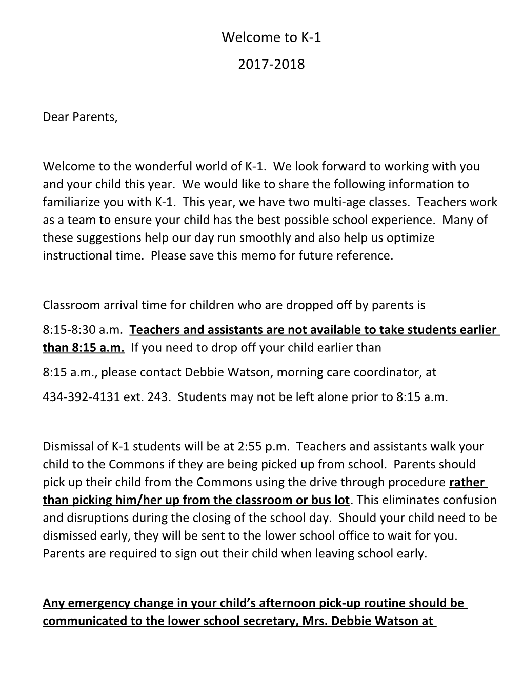 Classroom Arrival Time for Children Who Are Dropped Off by Parents Is