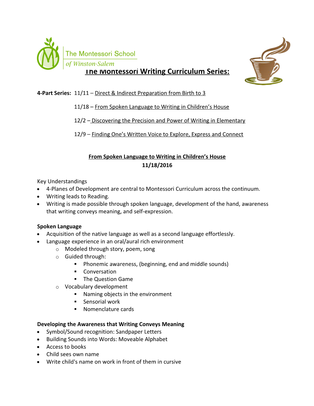 The Montessori Writing Curriculum Series