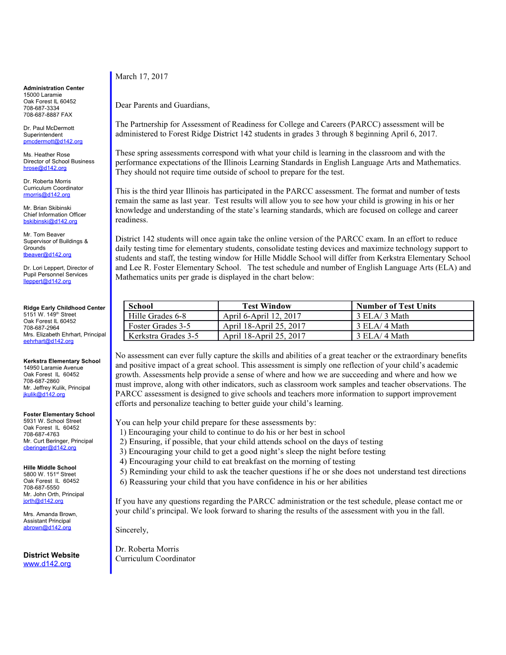 Dear Reading, Literature and Language Arts Curriculum Mapping Team Members