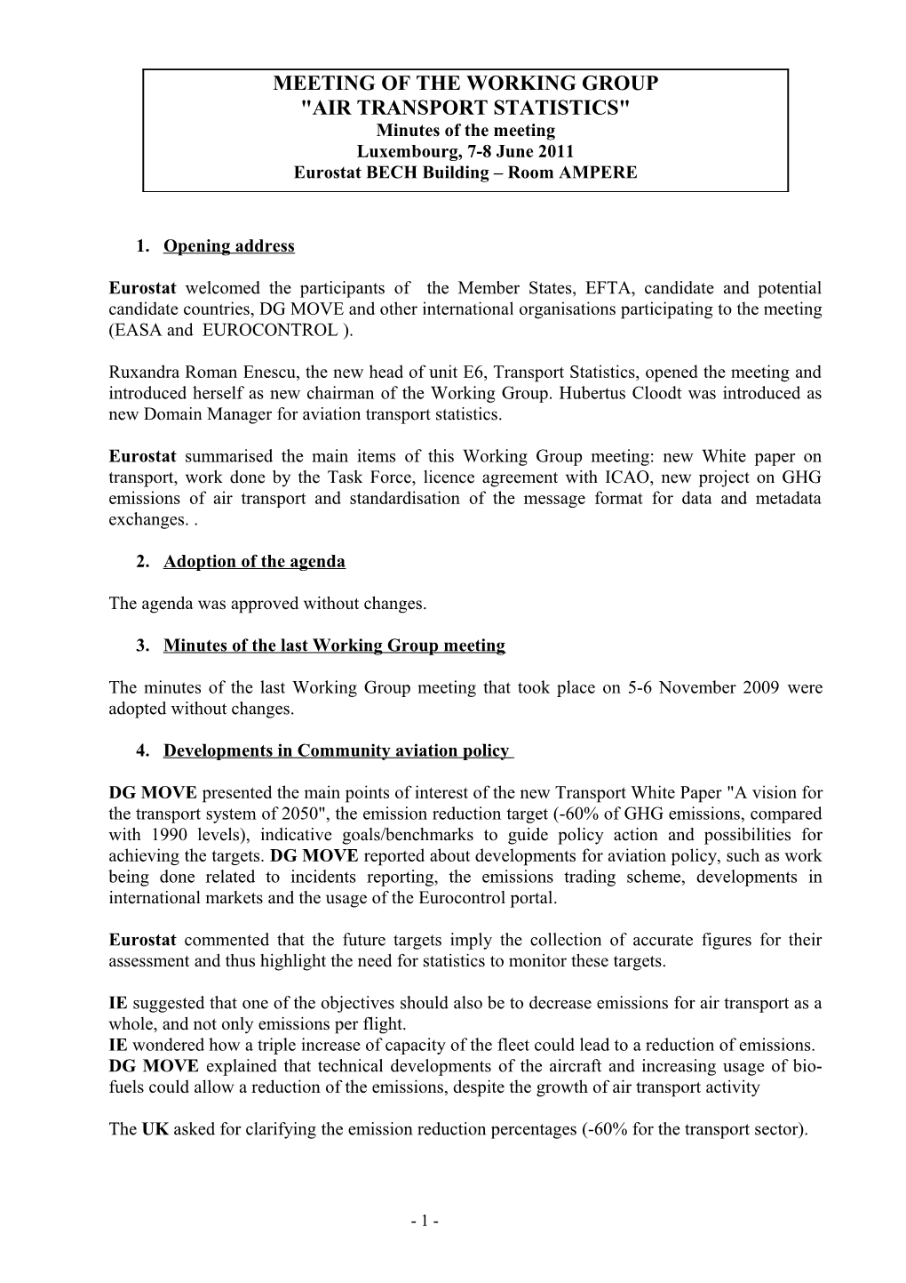 Working Group on Air Transport Statistics