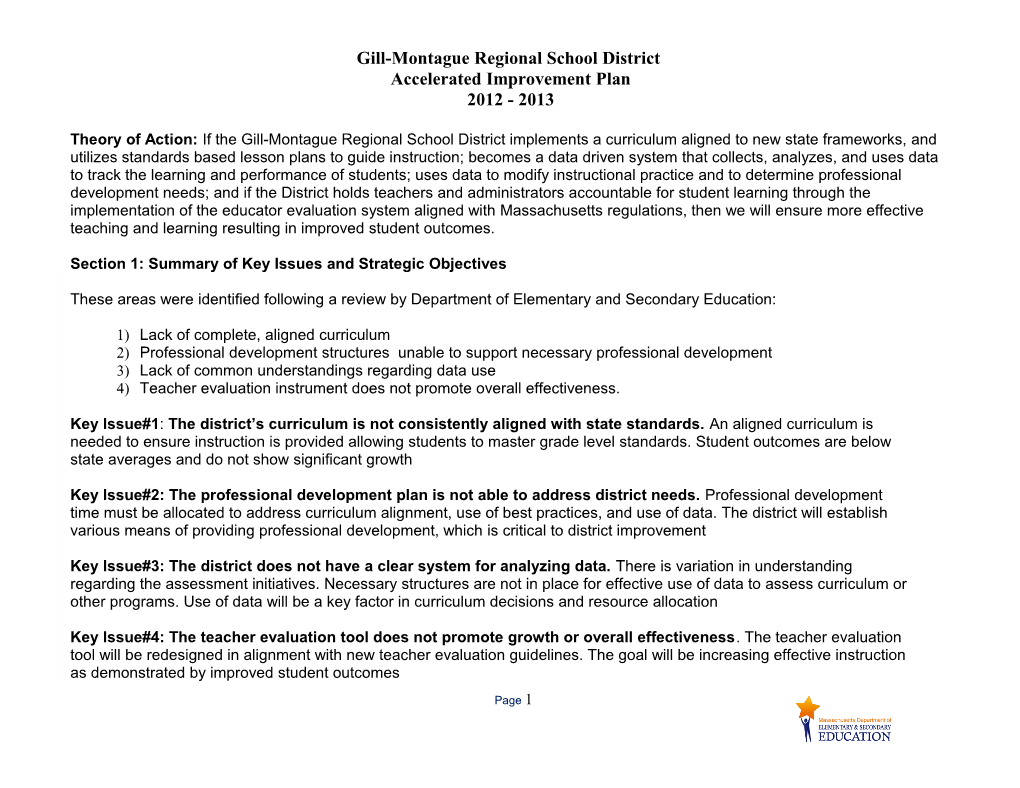 Gill-Montague Accelerated Improvement Plan 2012