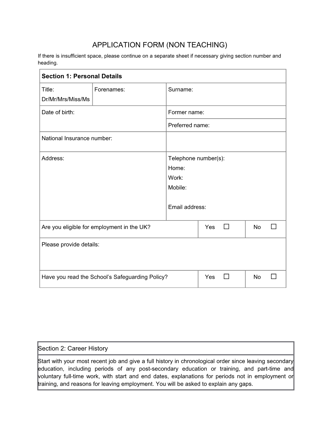 Application Form (Non Teaching)
