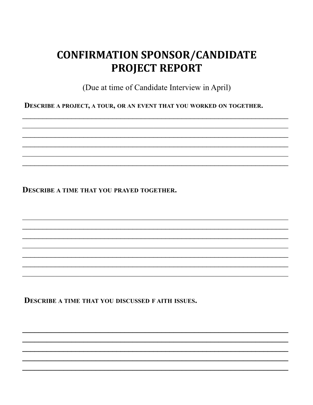 Confirmation Sponsor/Candidate