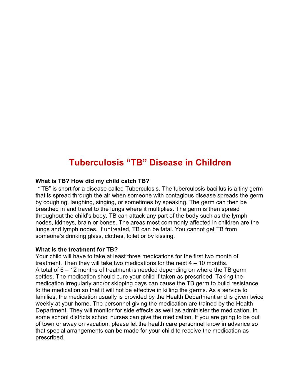 What Is TB? How Did My Child Catch TB?