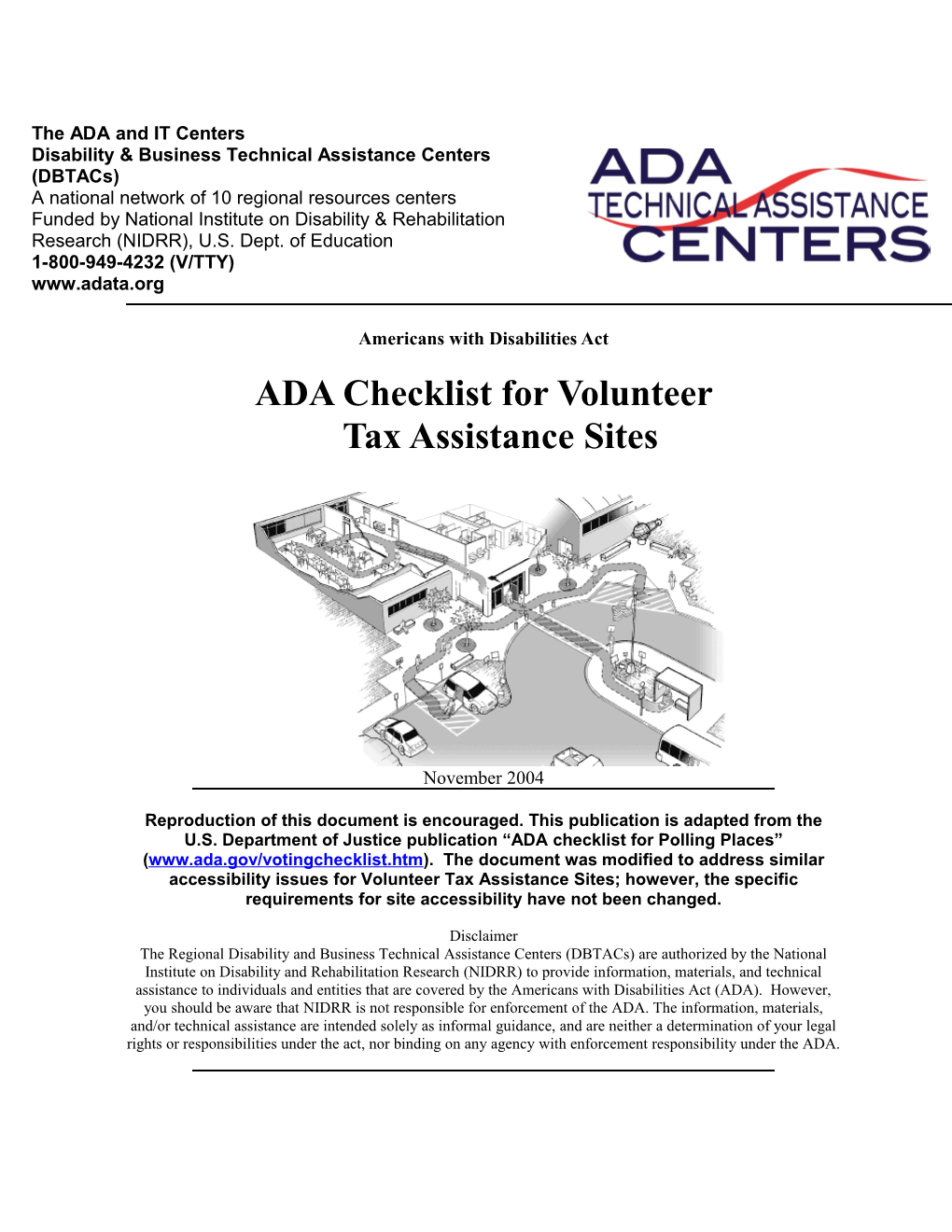 ADA Checklist for Volunteer Tax Assistance Sites