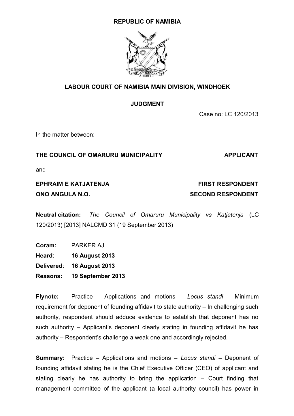 Labour Court of Namibia Main Division, Windhoek