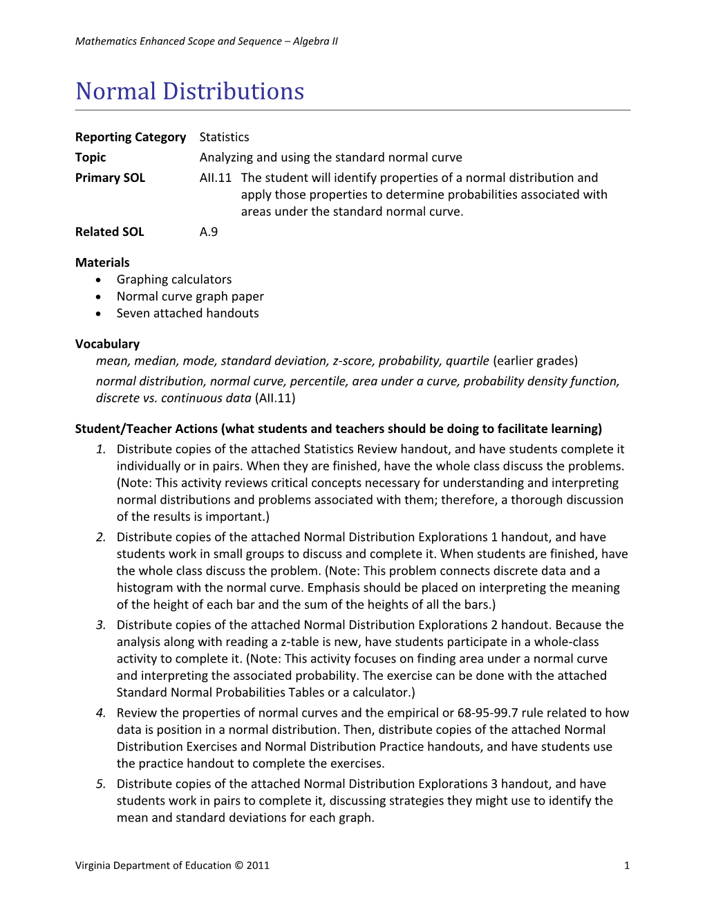 Mathematics Enhanced Scope and Sequence Algebra II