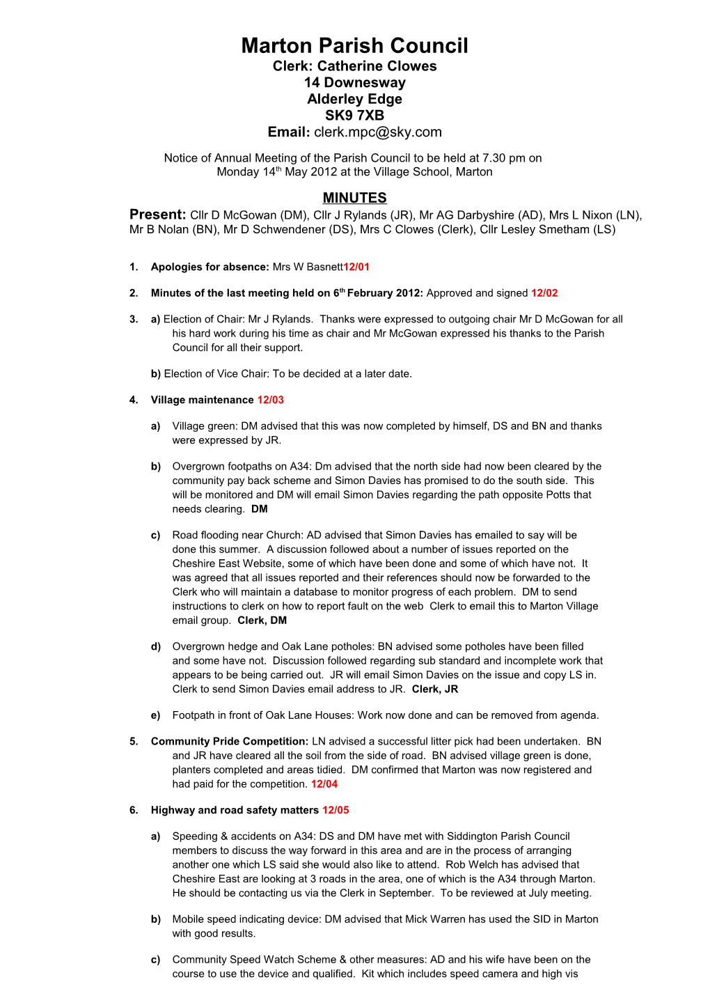 Marton Parish Council