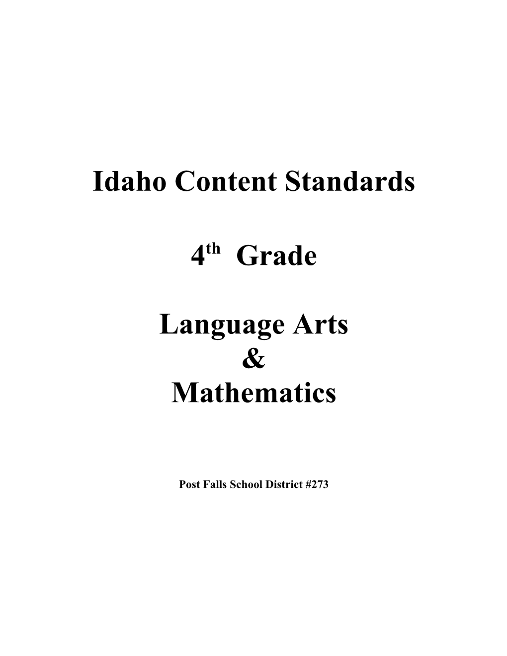 Idaho Content Standards