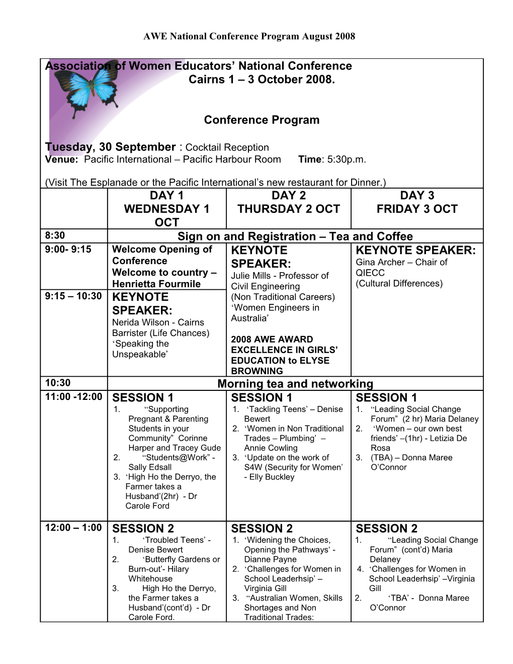 AWE National Conference Program August 2008