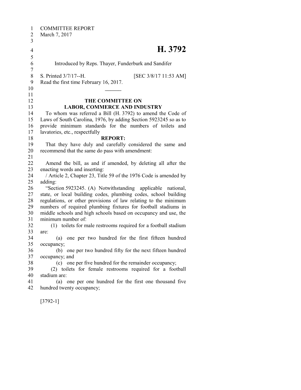 2017-2018 Bill 3792 Text of Previous Version (Mar. 8, 2017) - South Carolina Legislature Online