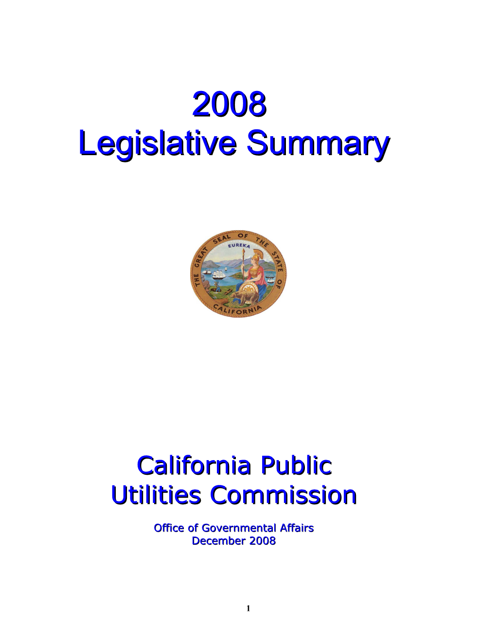 Summary of 2008 Legislation