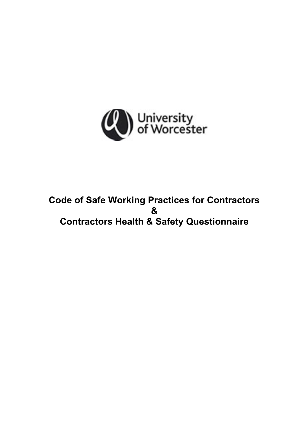 Code of Safe Working Practices for Contractors