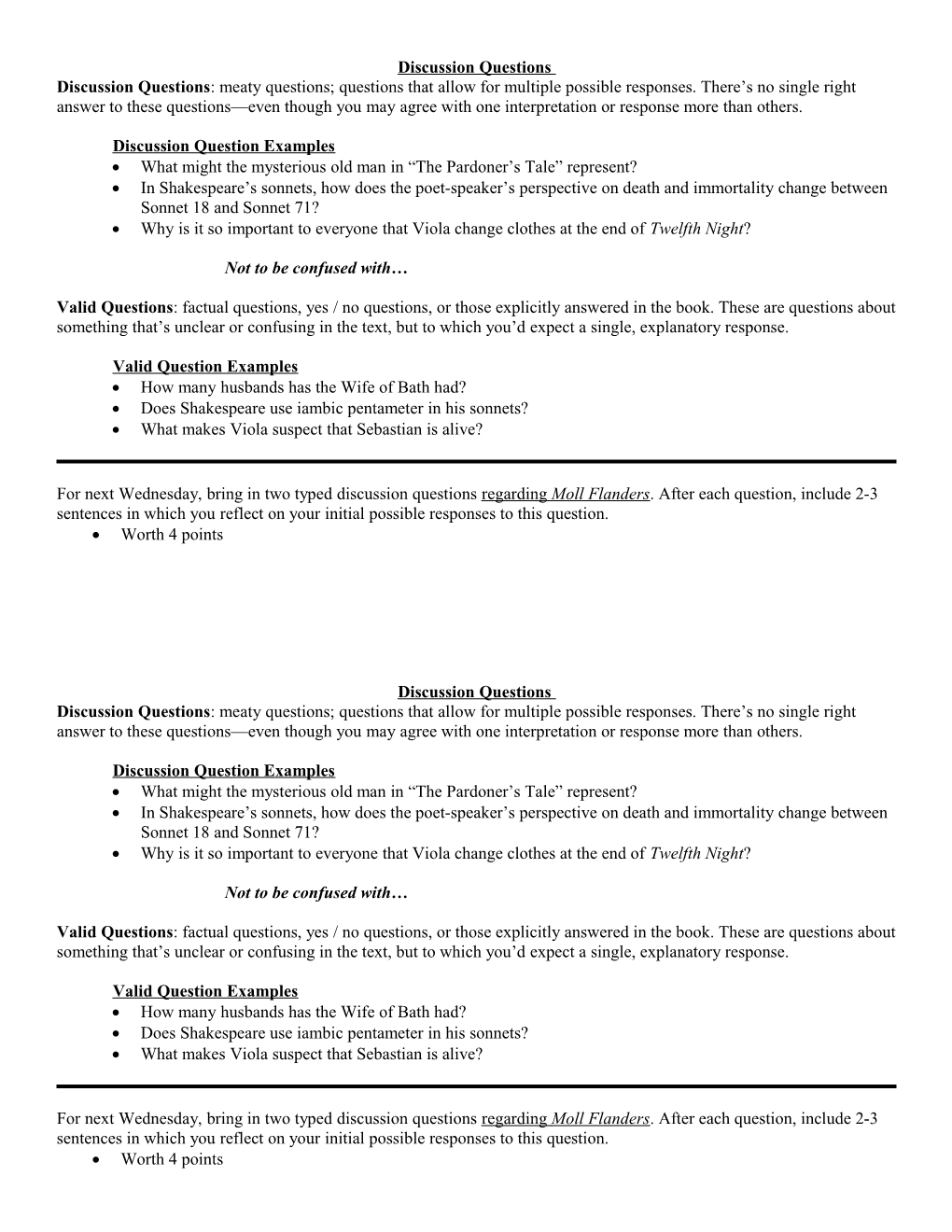 Discussion Questions: Meaty Questions; Questions That Allow for Multiple Possible Responses