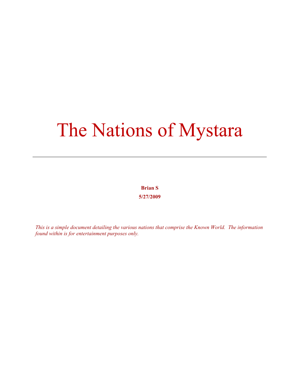 The Nations of Mystara