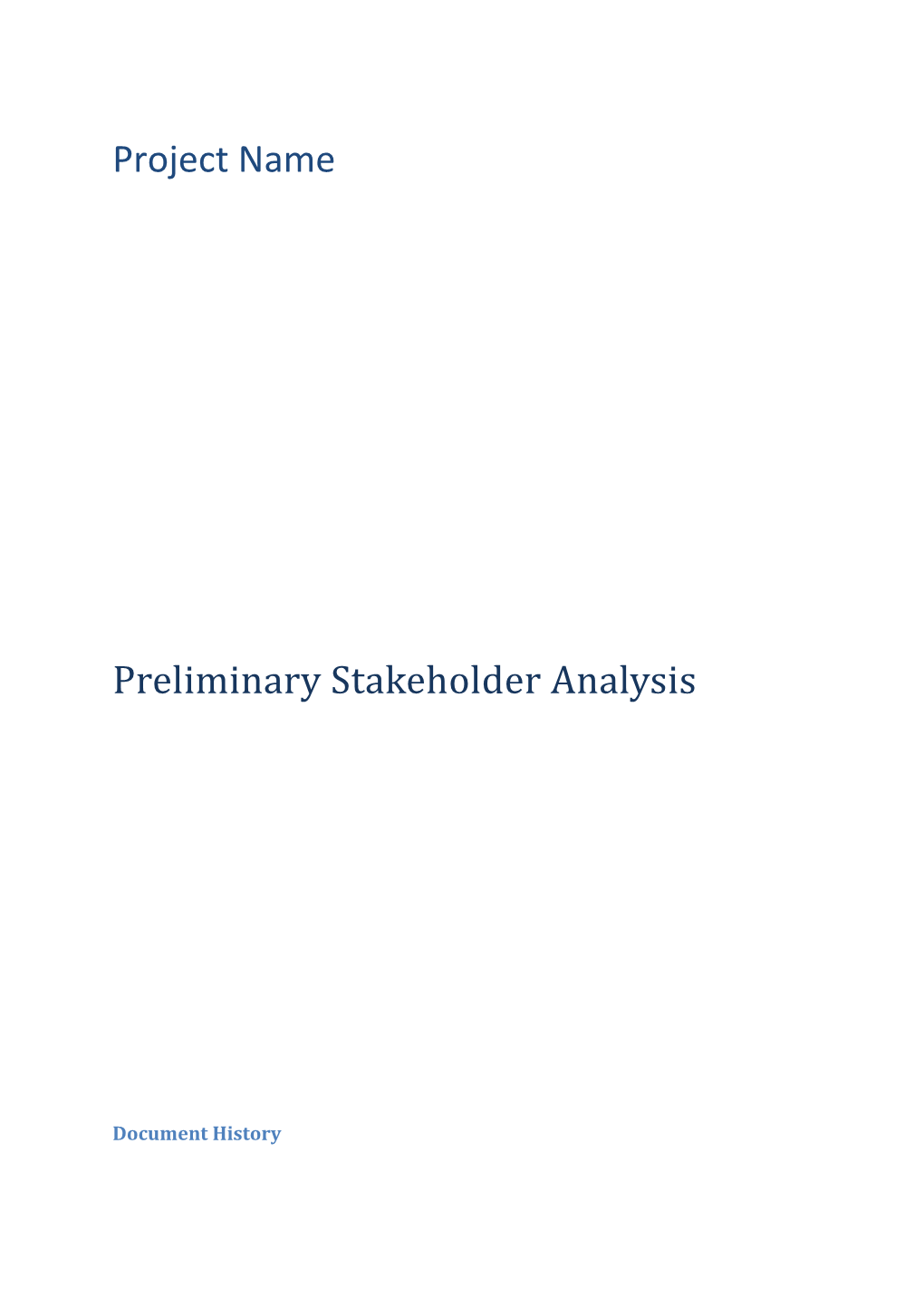 Preliminary Stakeholder Analysis