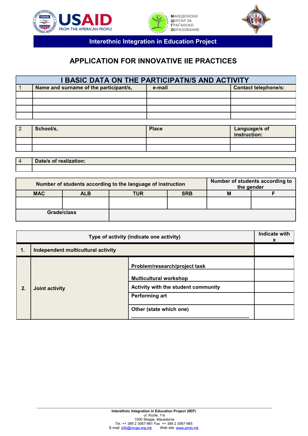 Outline for IIEP Work Plan 2011-12