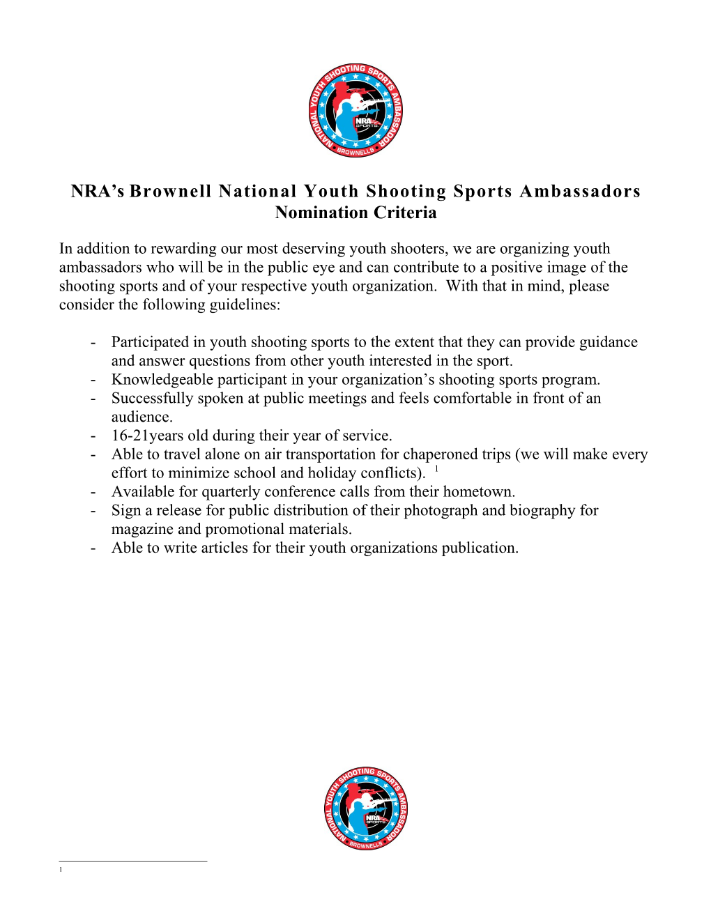 NRA S Brownell National Youth Shooting Sports Ambassadors