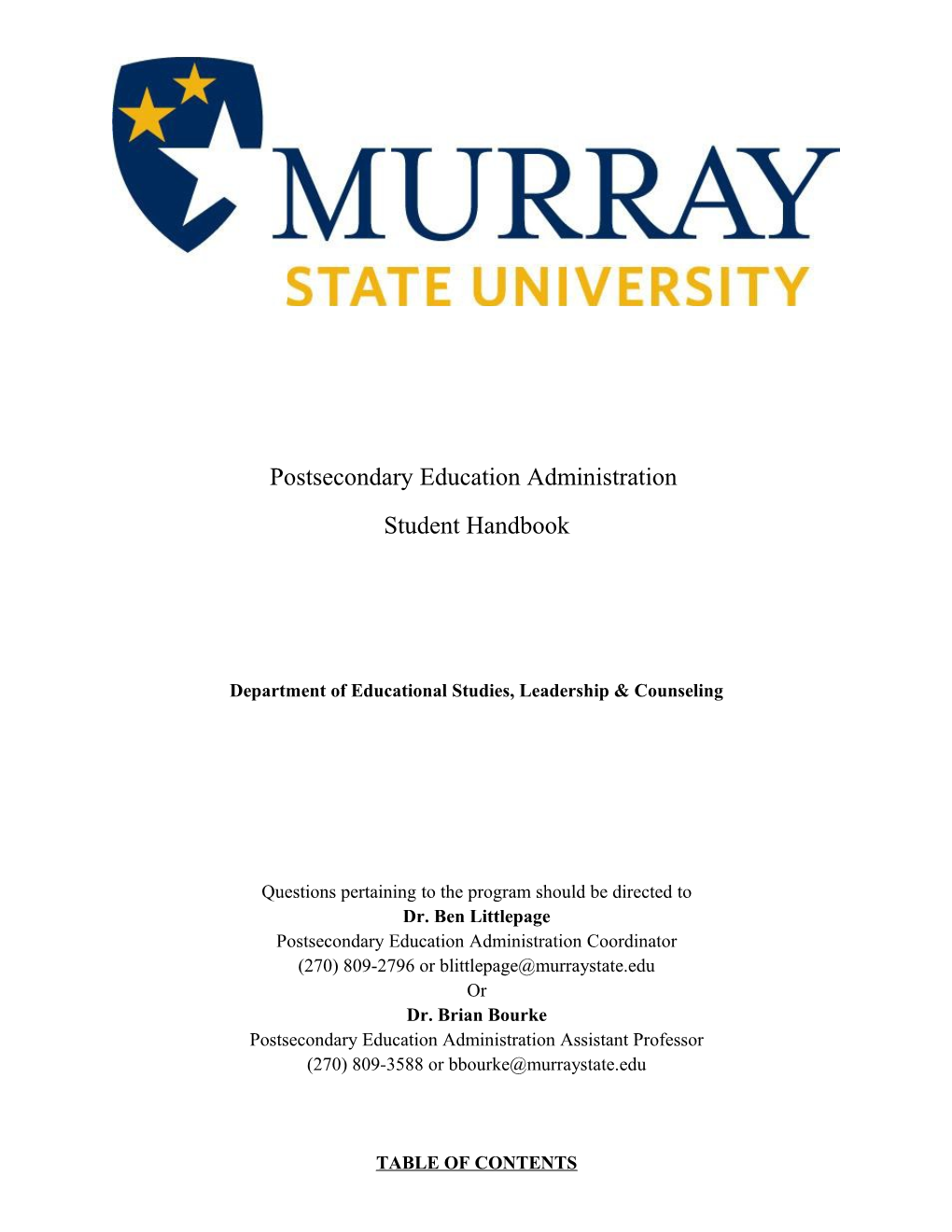 Postsecondary Education Administration Student Handbook1