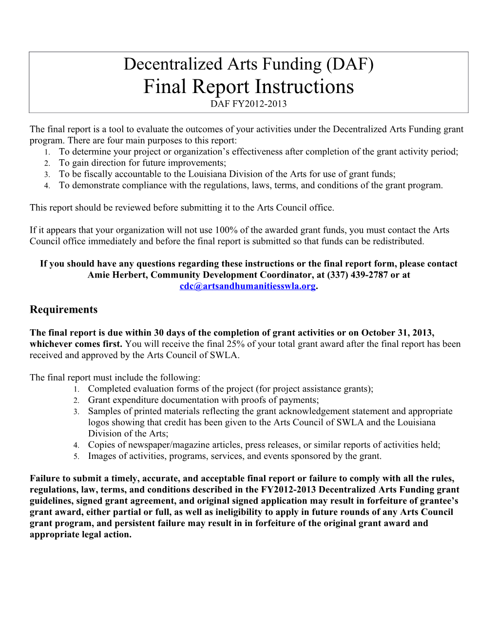 Final Report Instructions