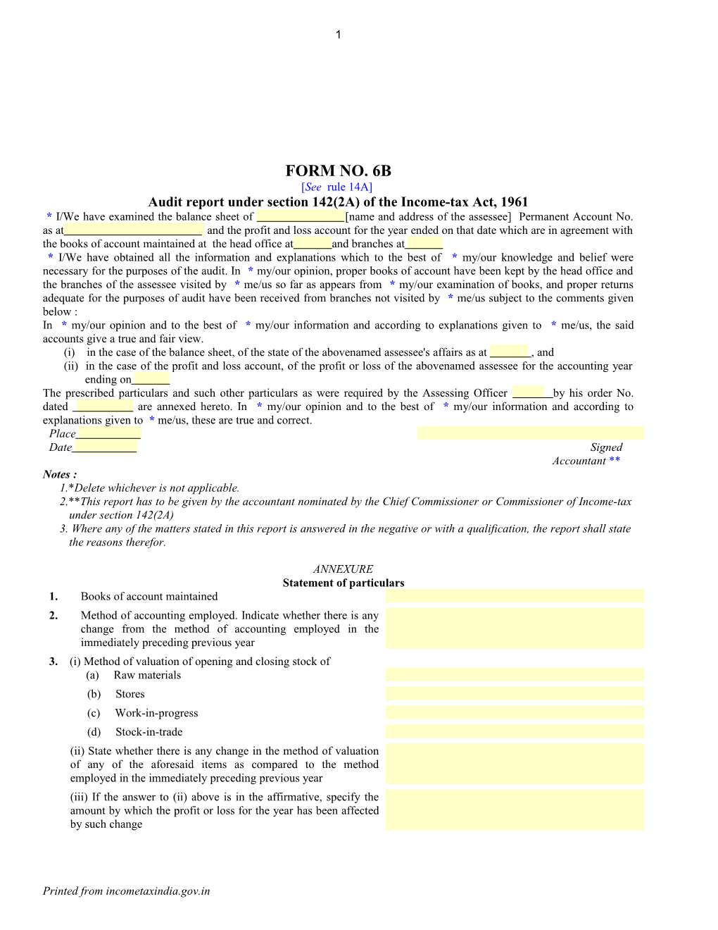 Audit Report Under Section 142(2A) of the Income-Tax Act, 1961