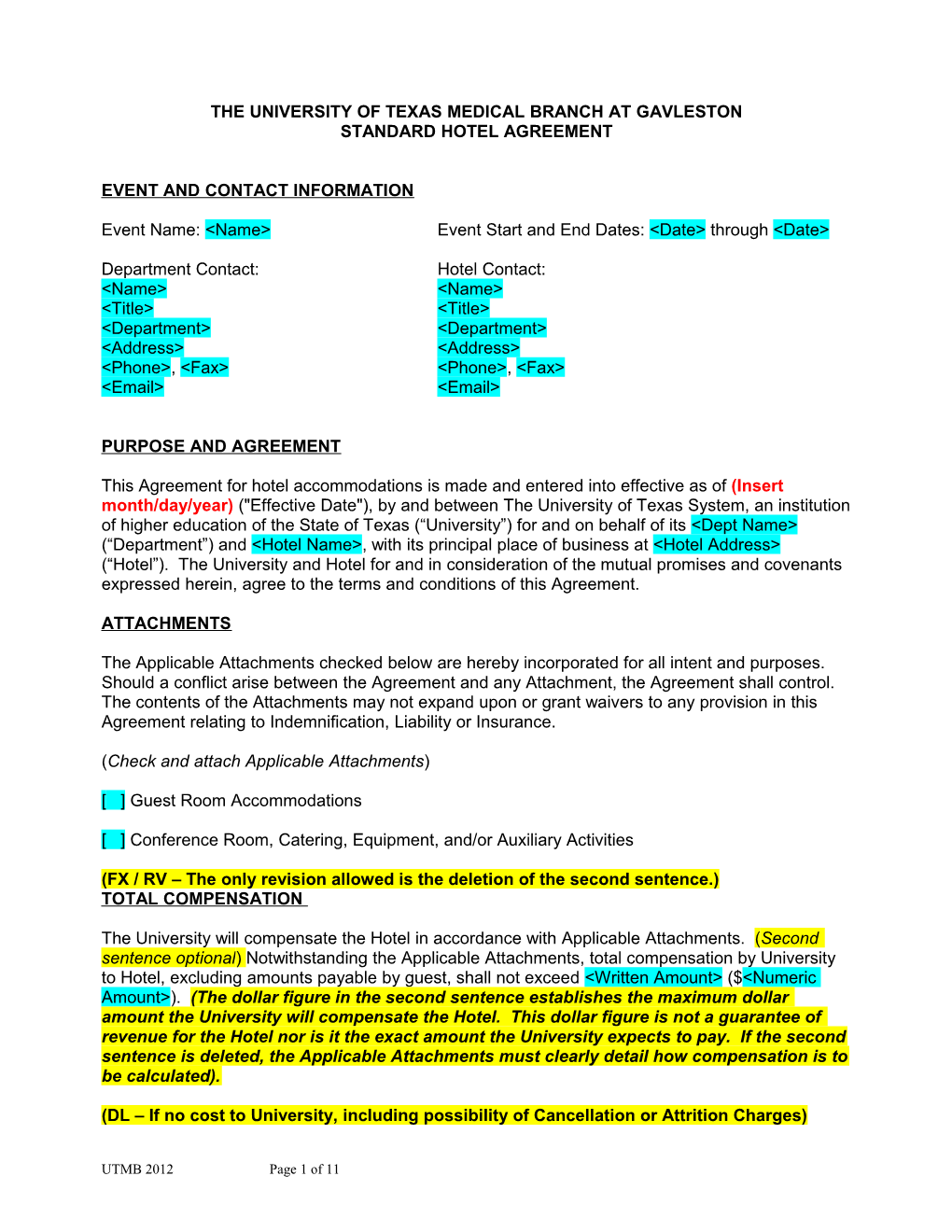 Standard System Hotel Agreement