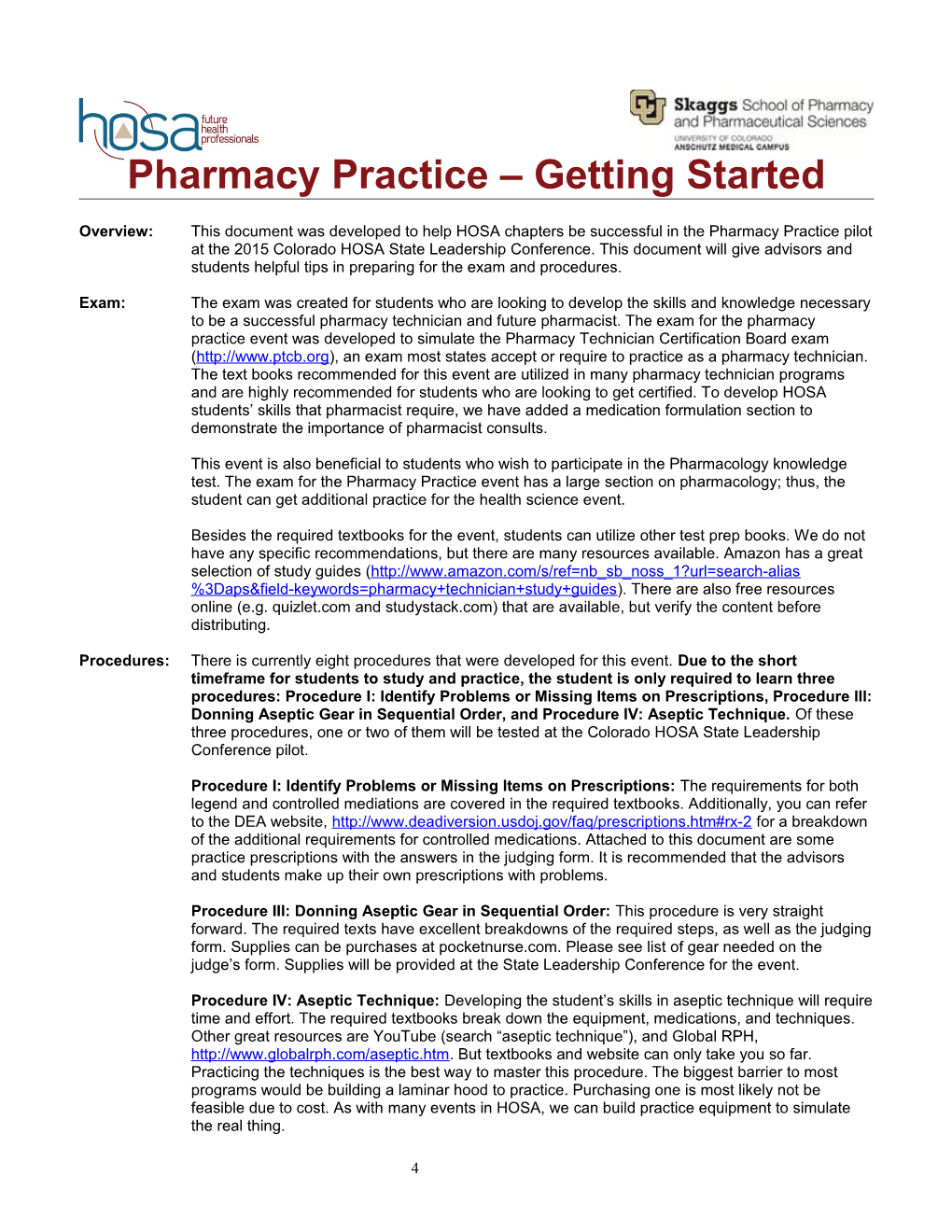 Pharmacy Practice Getting Started