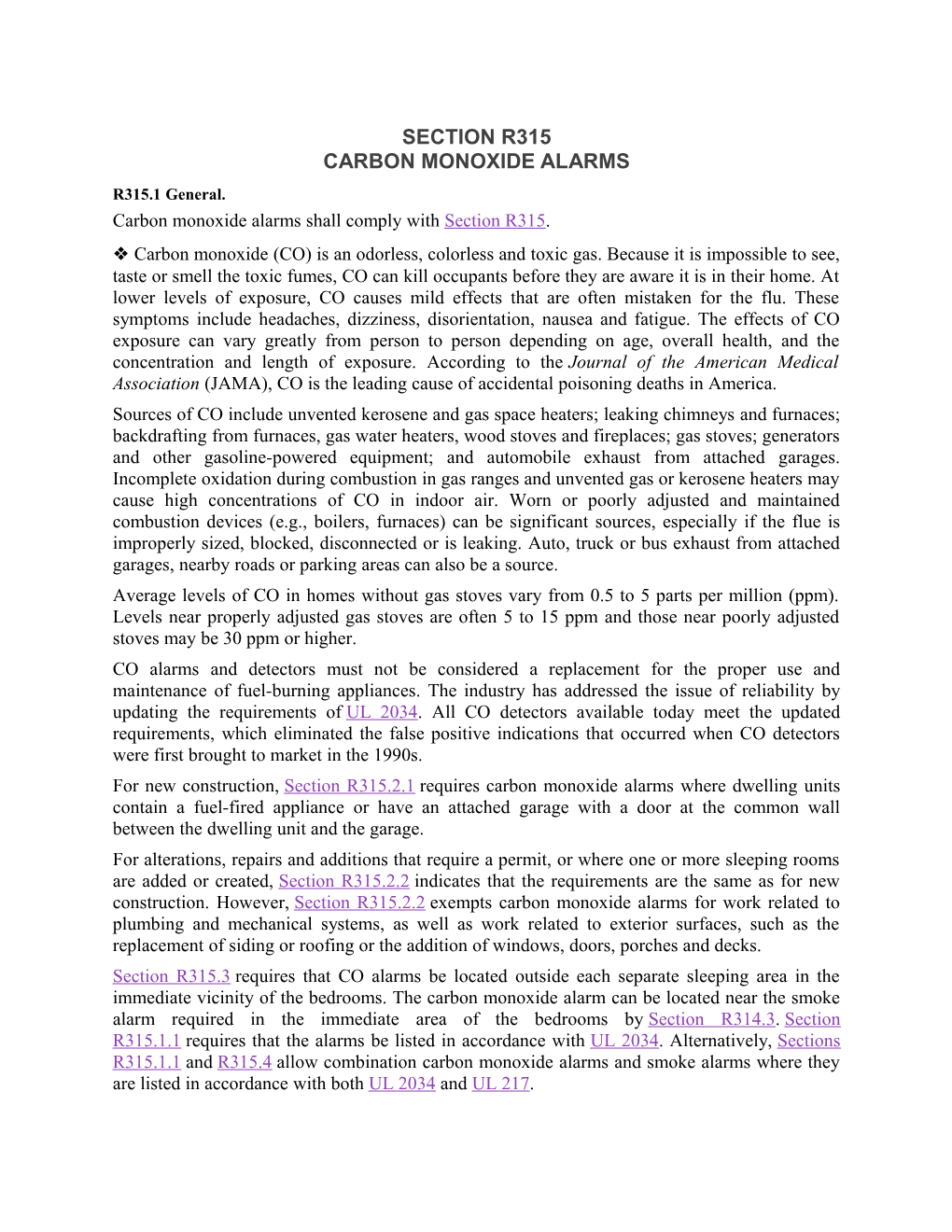 Carbon Monoxide Alarms Shall Comply Withsection R315