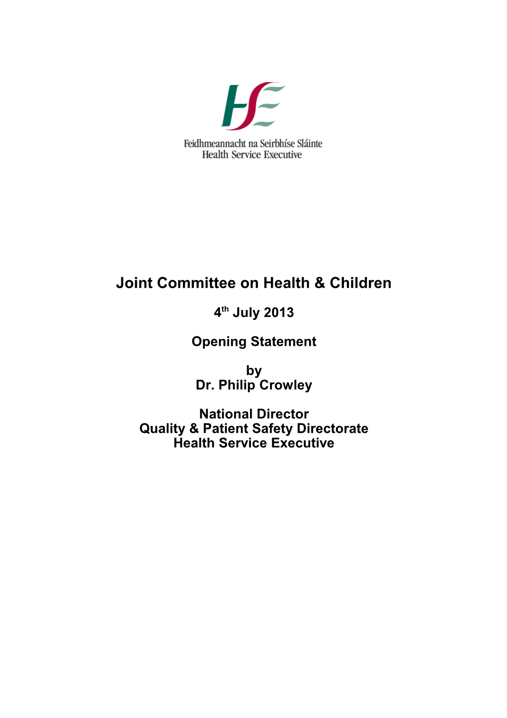 Joint Committee on Health & Children