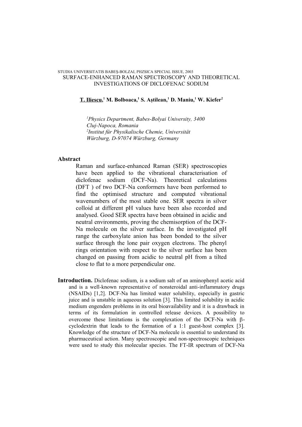 Surface-Enhanced Raman Spectroscopy and Theoretical Investigations Of